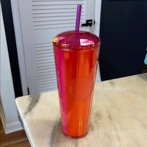 Starbucks Orange and Pink Coffee Tumbler with Lid